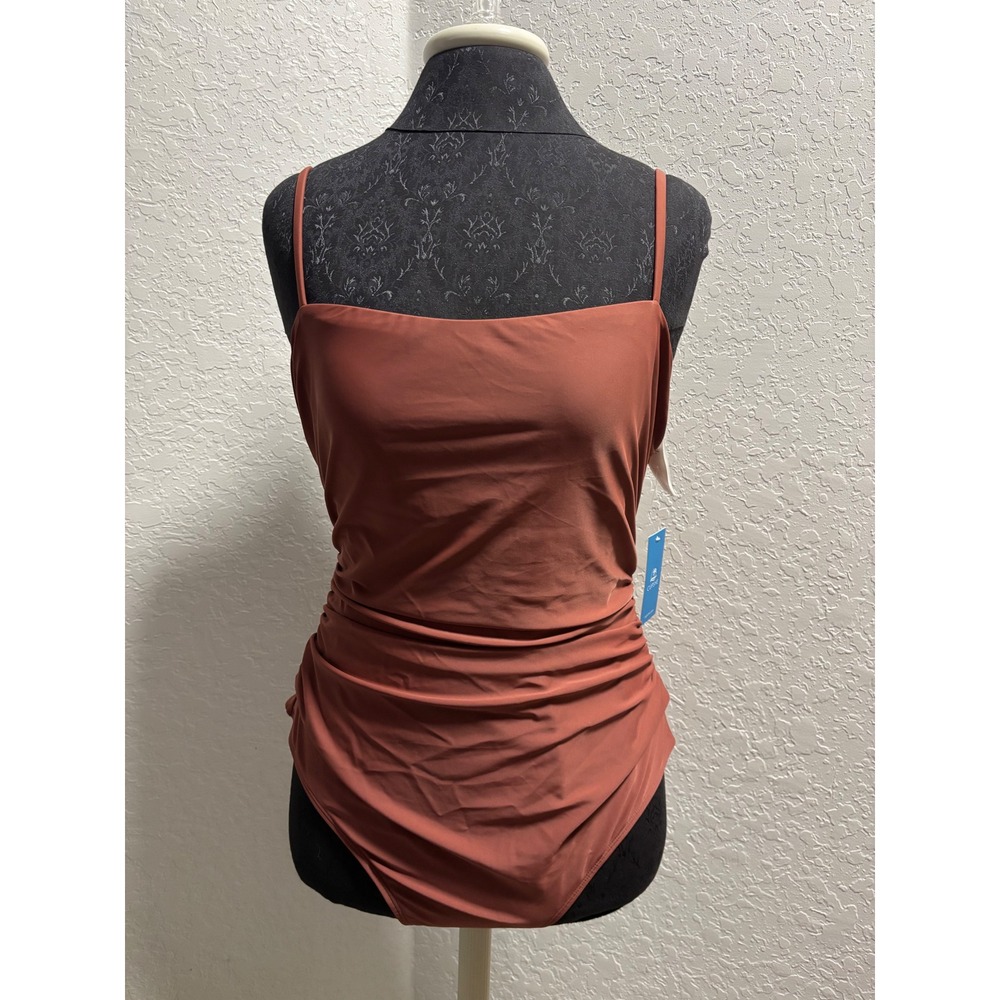 NWT Cupshe Rust Brown Ruched One-Piece Swimsuit